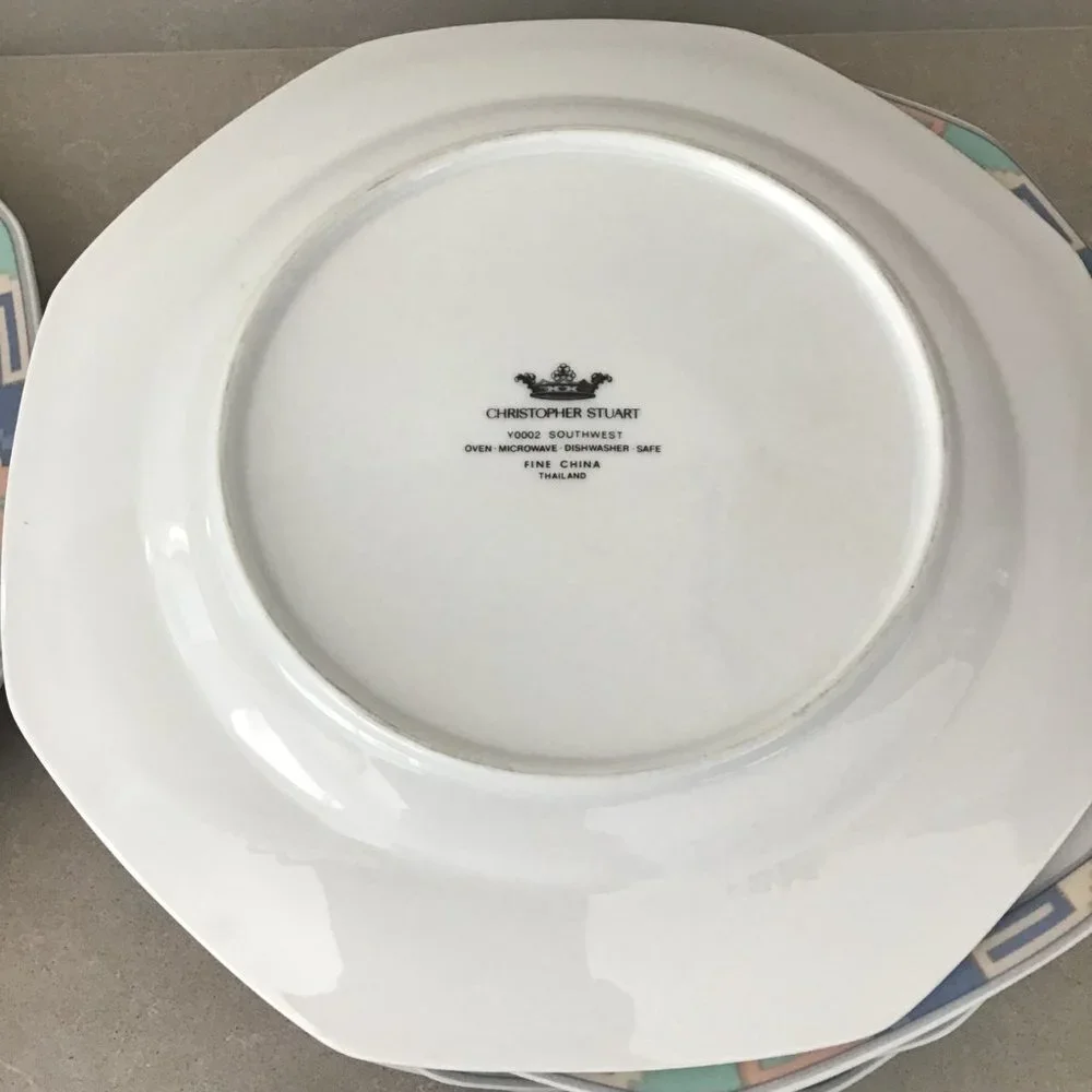 CHRISTOPER STUART FINE CHINA SOUTHWEST DESIGN 22 PIECE DINNER SET PLATES